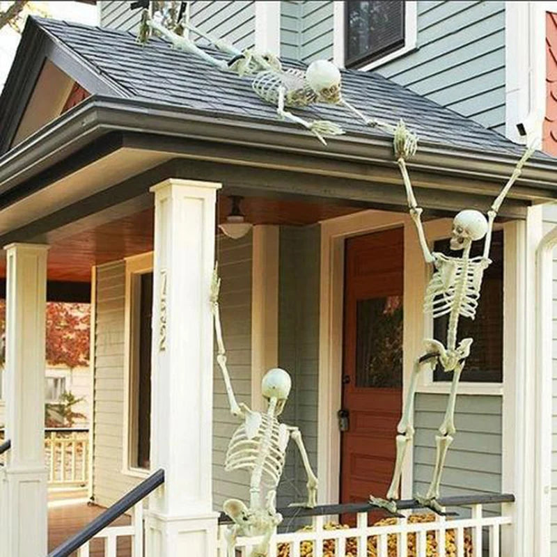 Esqueleto móvil de Halloween, huesos de calavera humana falsa, decoraciones para fiesta de Halloween, Bar en casa, Casa Encantada, accesorios de terror, juguetes ornamentales