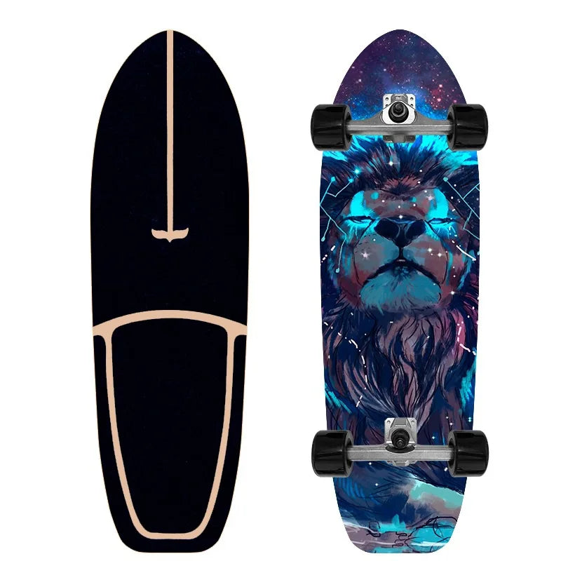 Patineta Profesional de Surf sobre Tierra de 32'' con Ejes de PU CX4, Tabla de Madera de Arce Multicapa sin Descenso para Niños y Adultos, Ideal para Principiantes y Práctica de Esquí