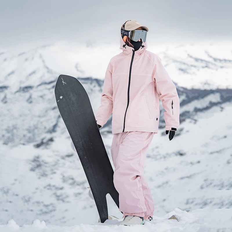 Nuevo traje de esquí de Color sólido para parejas de invierno, Snowboard para hombres, ropa deportiva informal impermeable a prueba de viento para mujeres, ropa deportiva cálida y transpirable