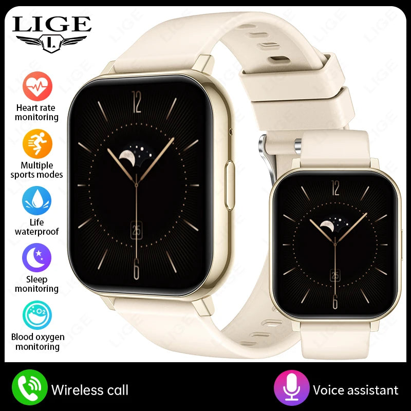 LIGE 2026 Nuevo reloj inteligente para mujer y hombre, reloj inteligente con llamadas Bluetooth, monitoreo de oxígeno en sangre y frecuencia cardíaca, regalo de vacaciones para mujer y hombre
