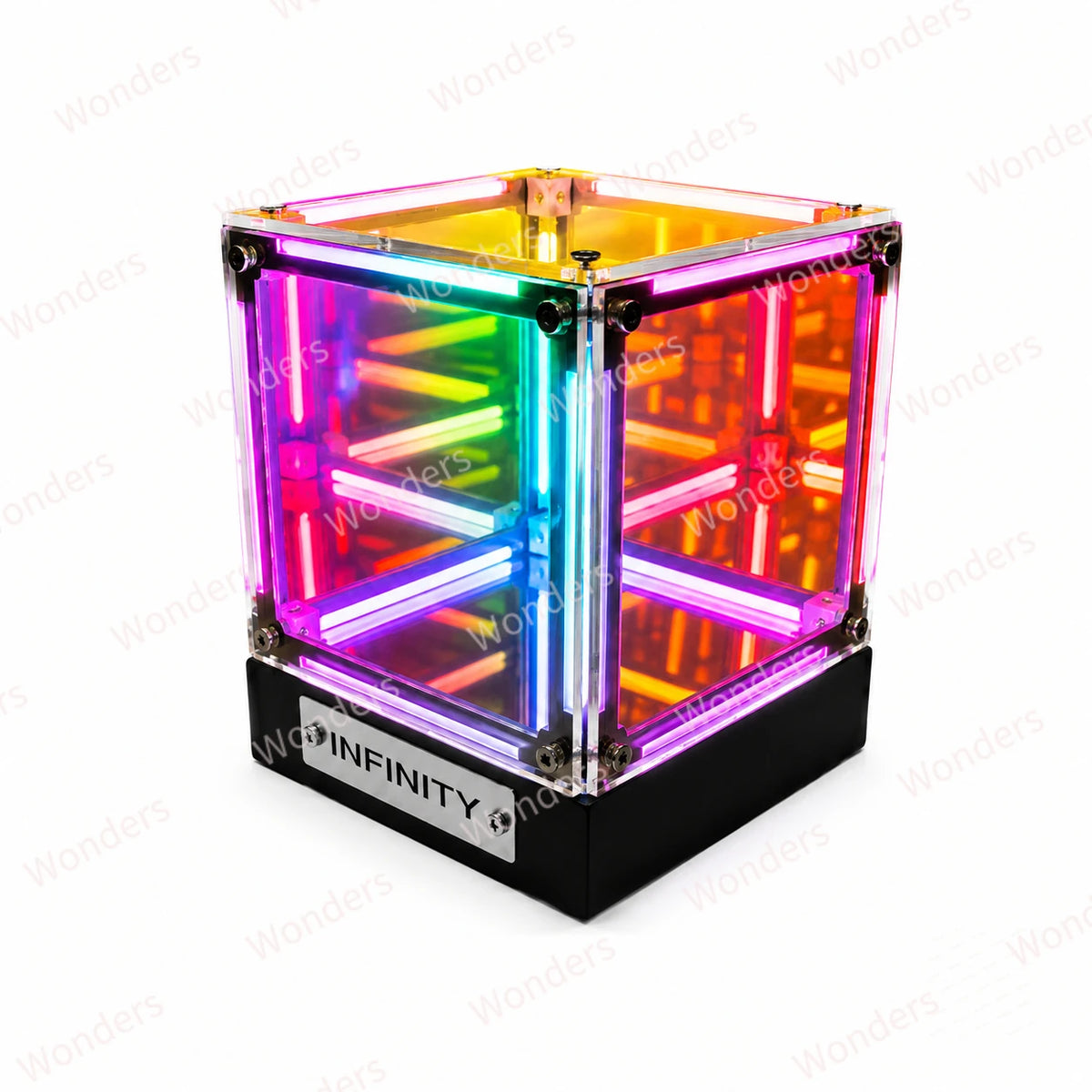 Caja LED hipercubo, decoración DIY, lámpara de mesa inalámbrica, vitrina para figuras, espejo infinito, caja 4D, adorno de túnel abismal