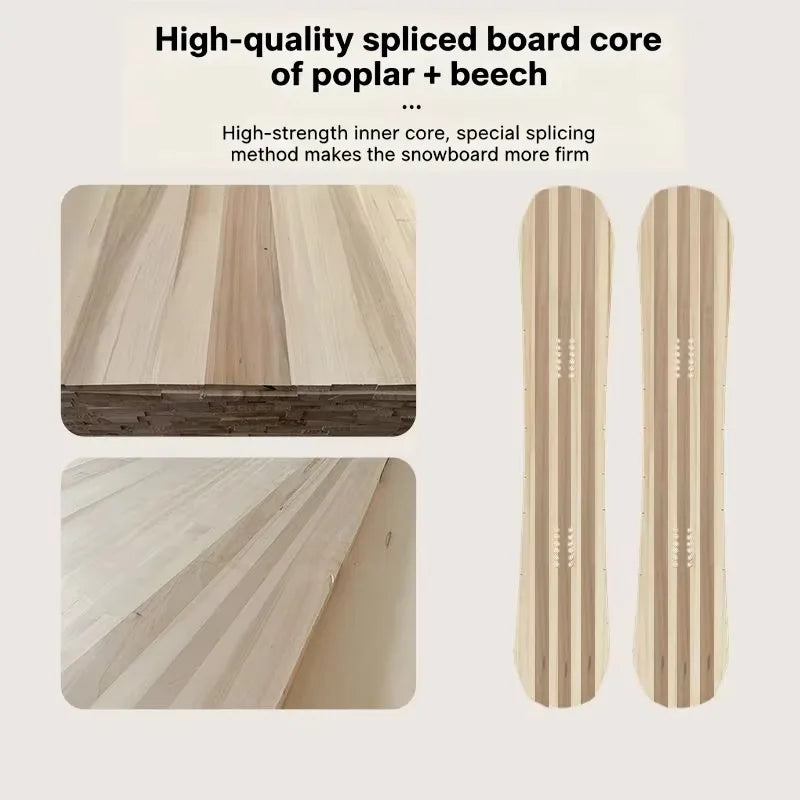 Juego de Snowboard con Fijaciones de Liberación Rápida para Hombres y Niños, Núcleo de Madera de Álamo, para Carving