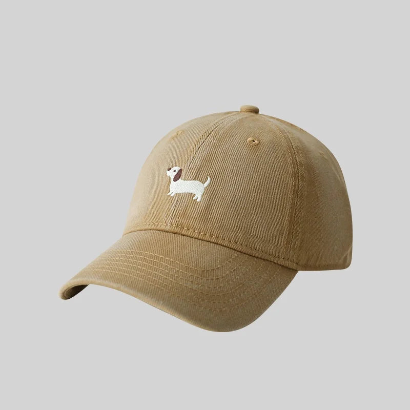 Gorra de béisbol con bordado de perro salchicha, protector solar, de moda, para exteriores, adecuada para hombres y mujeres, para uso diario informal.