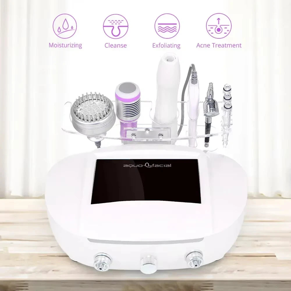5 en 1: dispositivo de limpieza ultrasónica, eliminación de células muertas, microdermoabrasión con fotones, eliminación de arrugas, pulverizador facial, máquina de belleza para una piel suave.
