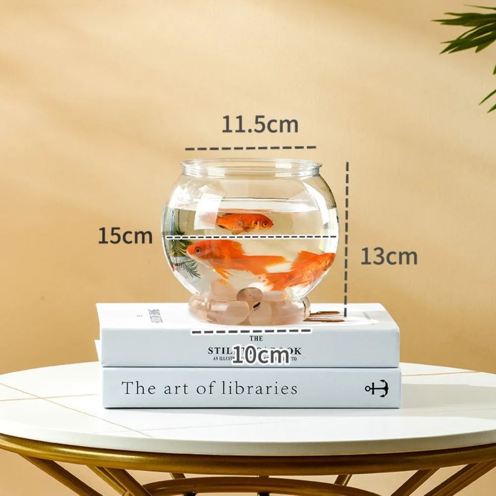 Nueva pecera redonda transparente irrompible, acuario de plástico ligero, pecera pequeña para decoración del hogar