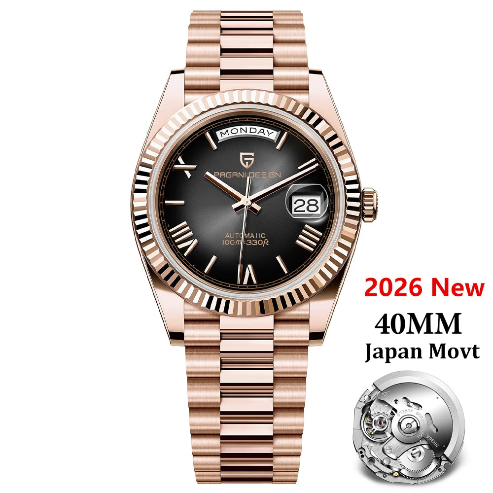 PAGANI DESIGN 2026 Nuevo reloj DD40 NH36A para hombre, reloj mecánico automático de lujo, cristal de zafiro AR, reloj de pulsera con fecha para hombre