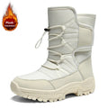 Botines de invierno para mujer, botas de nieve para mantener el calor, botas de senderismo con plataforma sin cordones para exteriores, botas de felpa gruesas para mujer