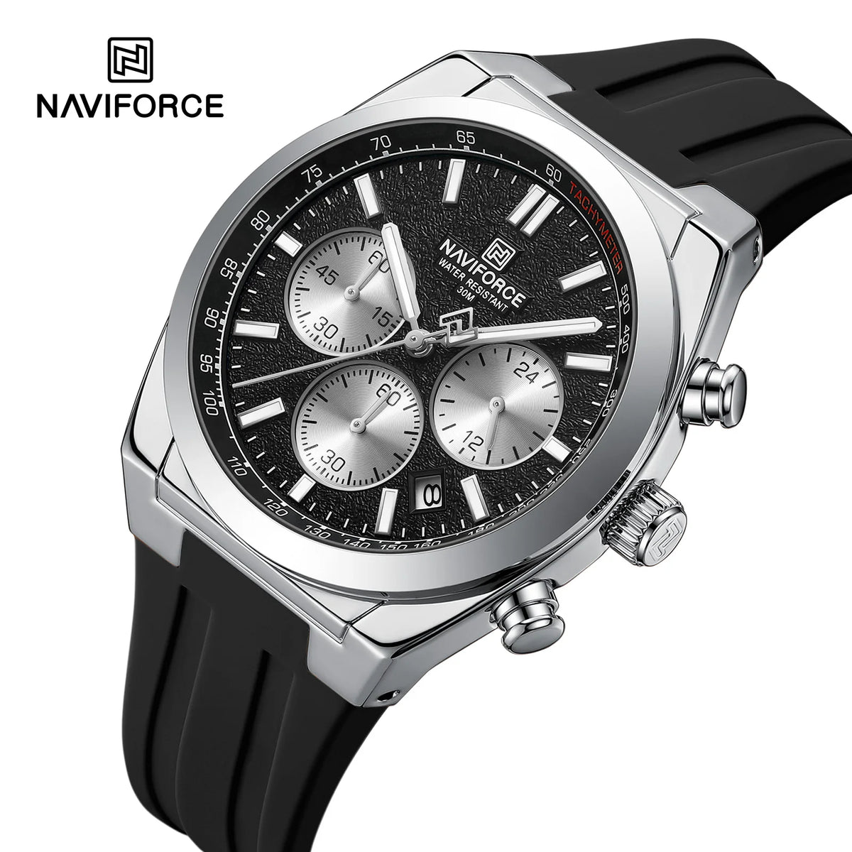 NAVIFORCE Men's Sport Watch Waterproof Silicone Strap Chronograph Watch Luxury Brand Man Waterproof Luminous Quartz Wristwatch
