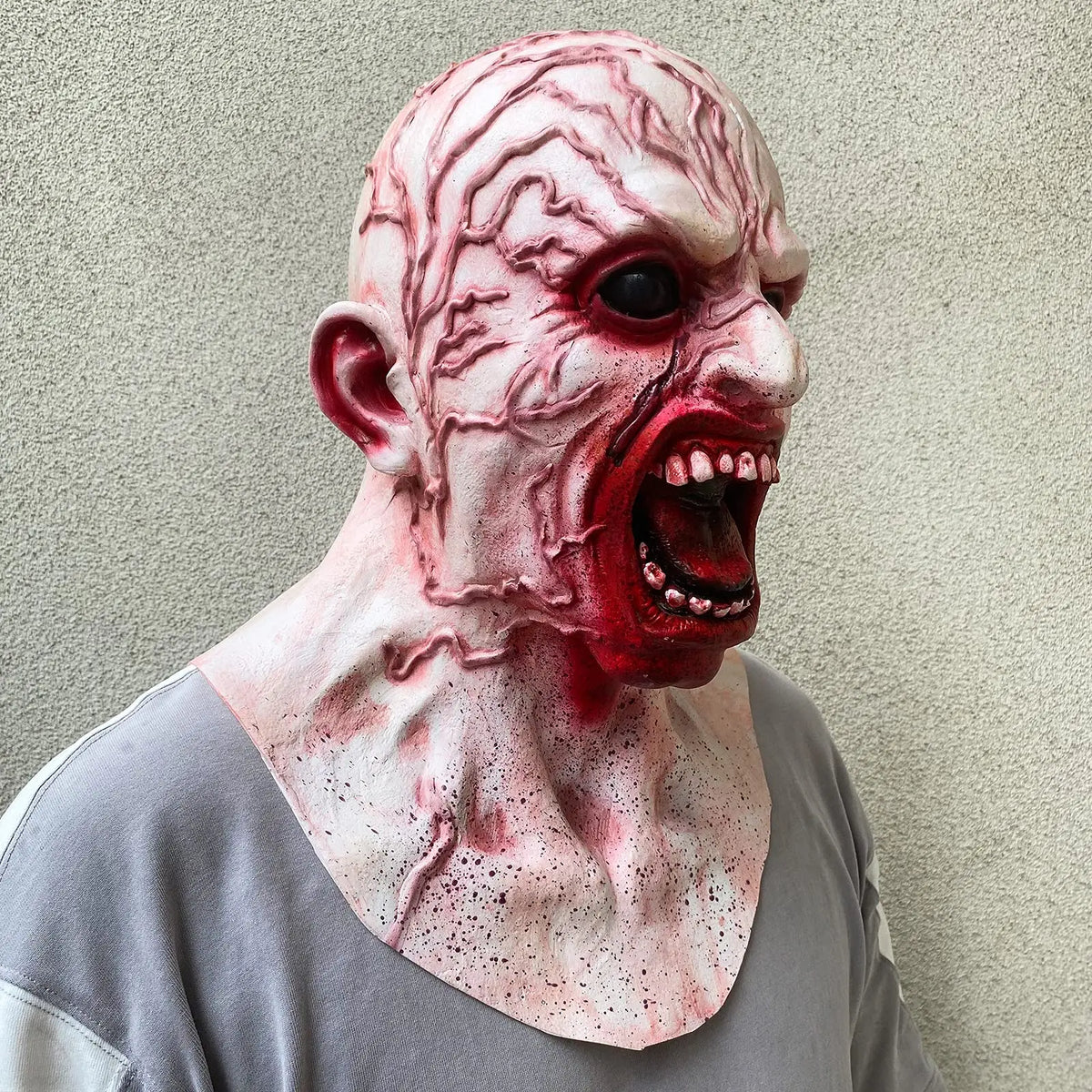 Bloody Zombie Full Head Latex Mask With Neck Piece Horror Halloween Cosplay Haunted House Party Costume Props