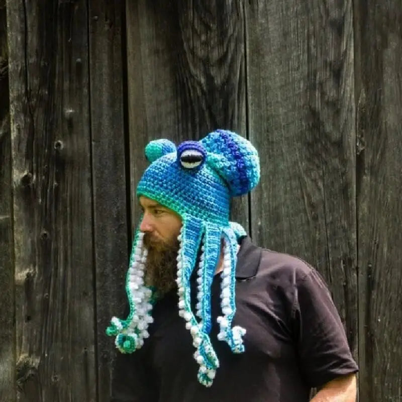 Gorro de Pulpo para Fiesta de Halloween, Divertido, con Ocho Brazos, Cálido, Tejido a Crochet