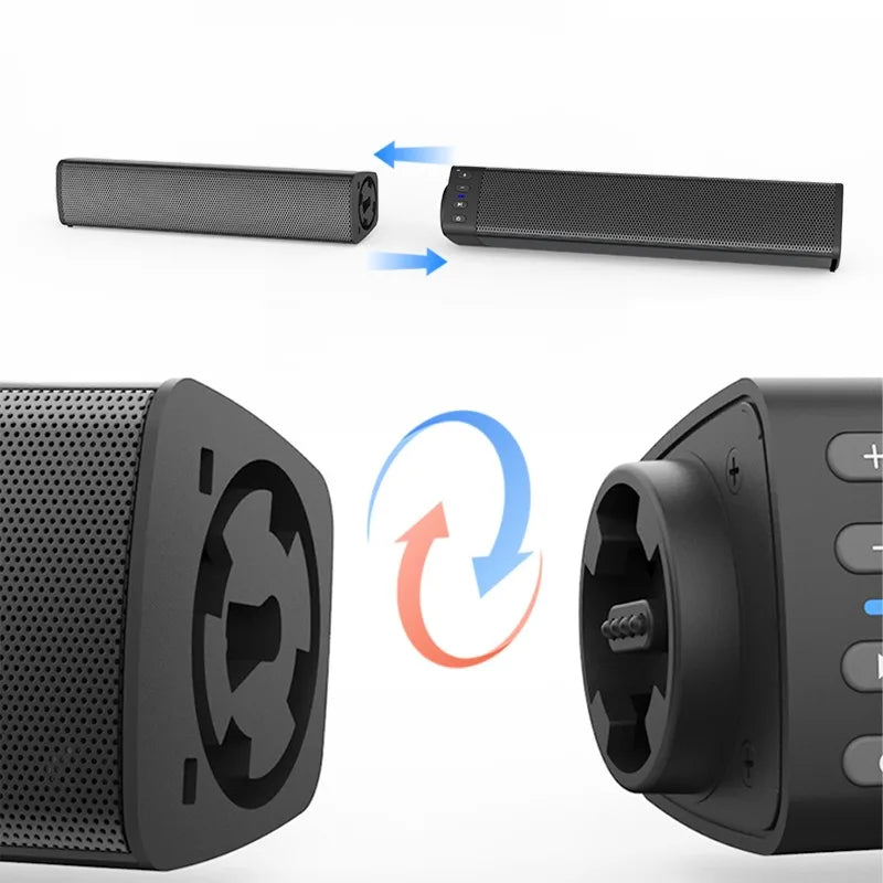 Barra de sonido separable para TV con subwoofer 360 °   Caja de sonido inalámbrica estéreo envolvente, sistema de sonido para el hogar, tarjeta TF, barra de sonido de Radio AUX FM