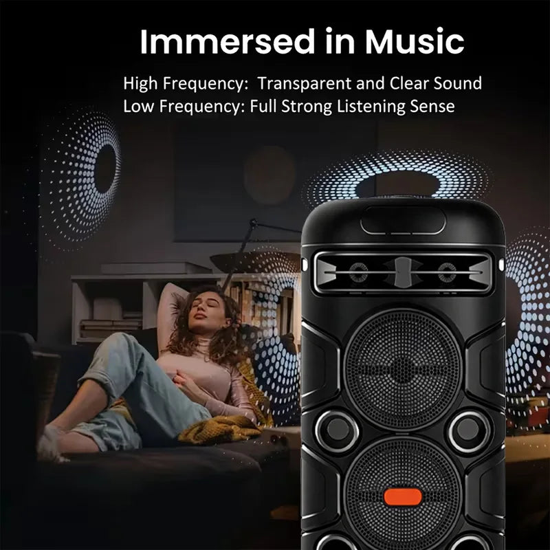 8800W Peak High Power Portable Bluetooth Speaker CBS-3031 Party Box Bluetooth 5.3 RGB LED DJ Lights TWS Wireless Stereo Professional Karaoke Speaker with Microphone Bedroom Home Room Decor Suitable for Outdoor Camping Party