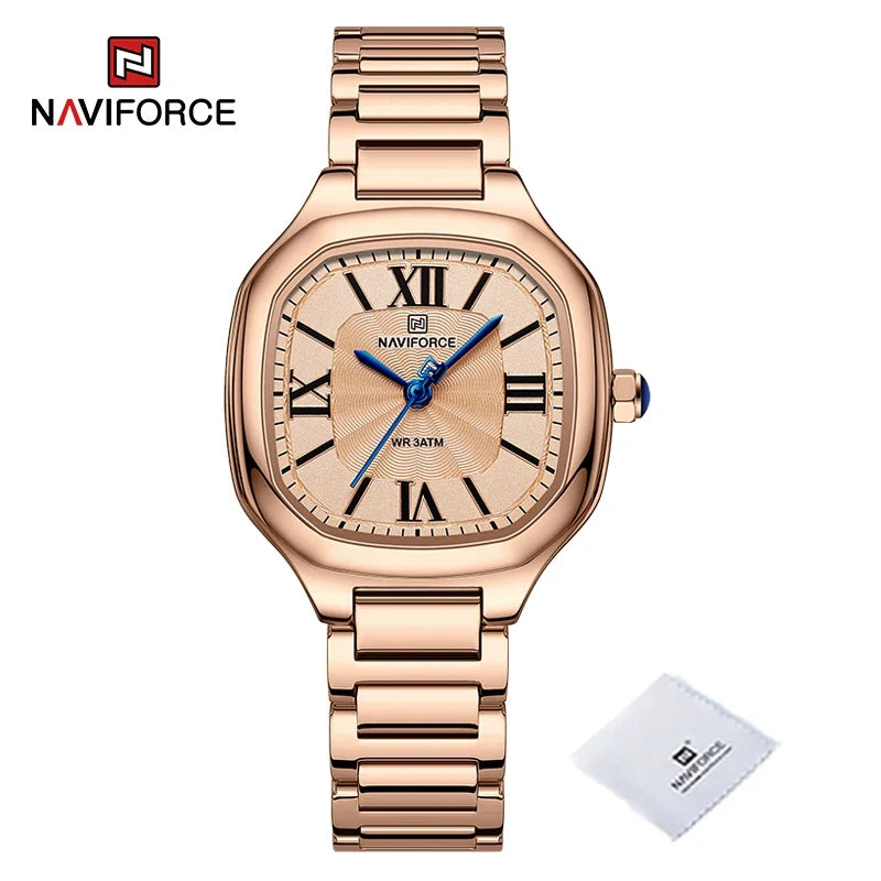 Relojes de pulsera NAVIFORCE de lujo, casuales y versátiles, estilo minimalista para mujer, resistentes al agua y a los golpes, relojes de cuarzo para dama, brazaletes femeninos