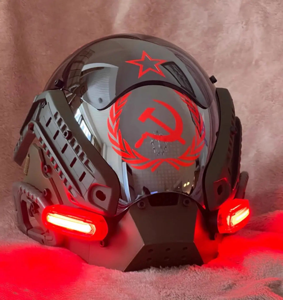 Máscara Cyber punk LED peinado trenza Halloween Navidad juego de rol casco fiesta regalo para adultos ﻿