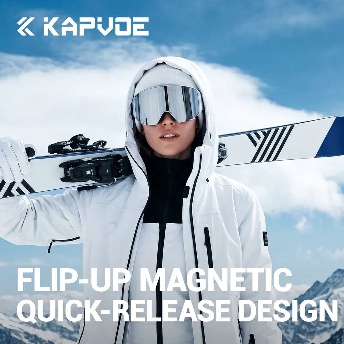 Gafas de esquí magnéticas KAPVOE con caja de almacenamiento incluida, gafas de snowboard con tratamiento antivaho, gafas para deportes de invierno al aire libre, patinaje y actividades en la nieve.
