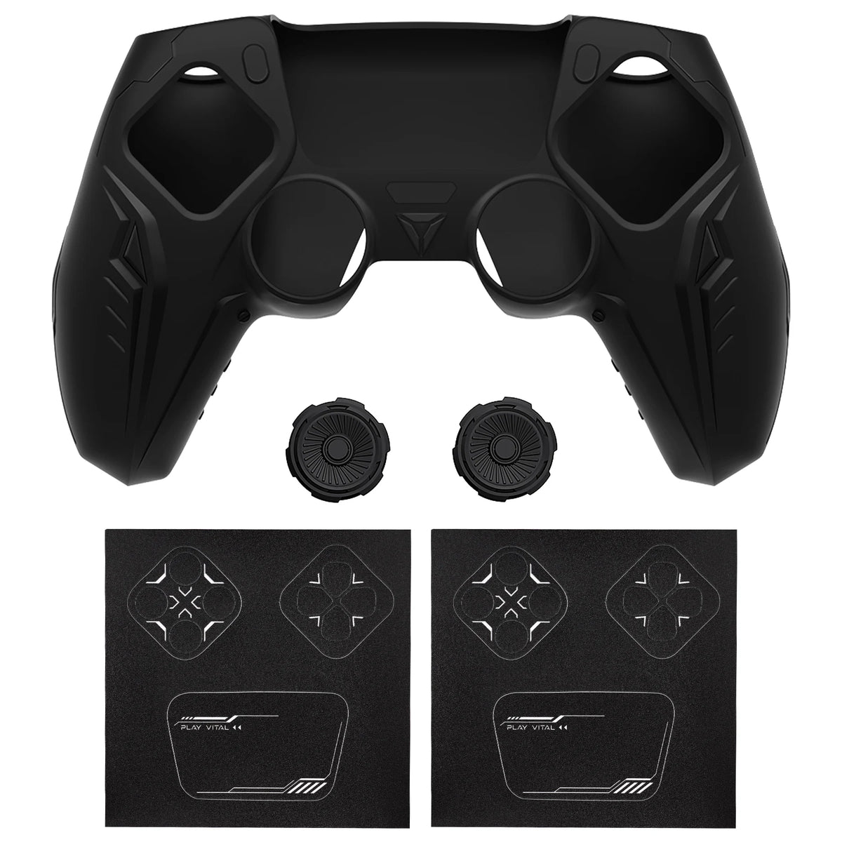 Funda de silicona PlayVital para mando de PS5 - Cubierta con diseño CyberMech futurista compatible con la base de carga oficial de PS5