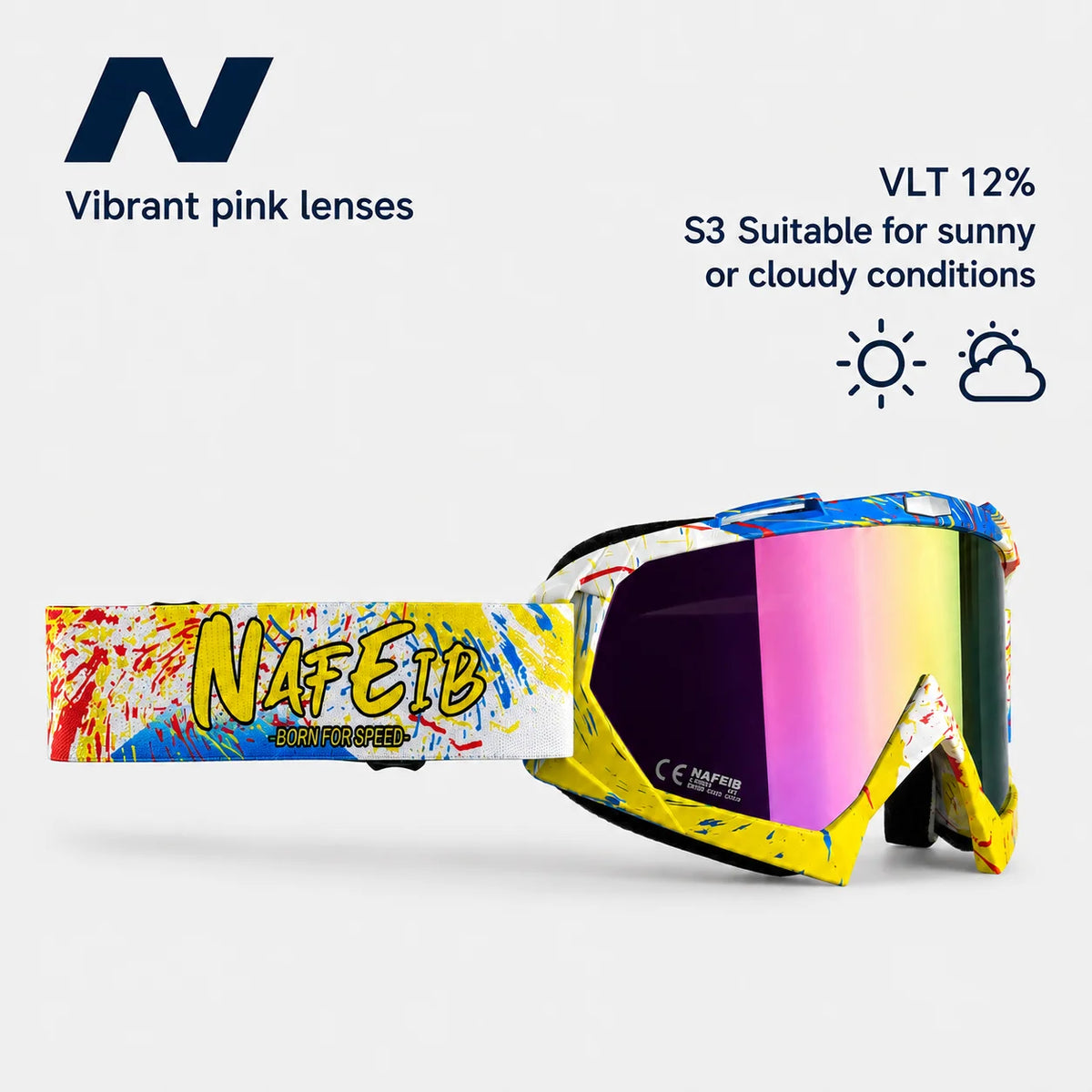 Gafas de Esquí, Aptas para Esquí y Snowboard, Gafas de Motociclismo para Todas las Estaciones, Equipadas con Lentes Anti-UV HD UV400