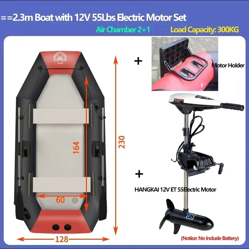 Bote de Pesca Inflable de PVC Multitamaño con Motor, para una Persona, 0.7mm de Grosor, Resistente al Desgaste, Kayak, Canoa