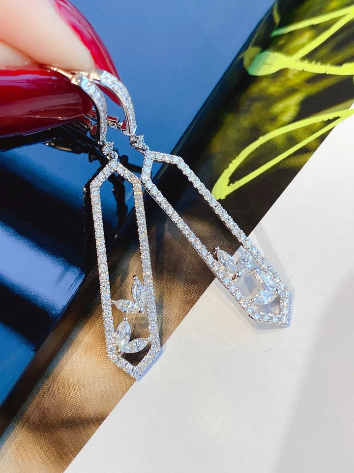 UBESTNICE Real 18K oro blanco sólido AU750 joyería diamantes naturales 1,16 quilates pendientes colgantes de mariposa de amor para mujer regalo de fiesta