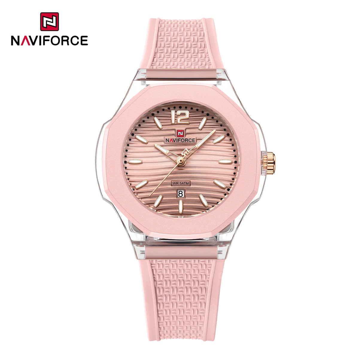 Reloj de cuarzo para mujer NAVIFORCE, resistente al agua 5ATM, correa de silicona, analógico, luminoso, casual y deportivo para dama