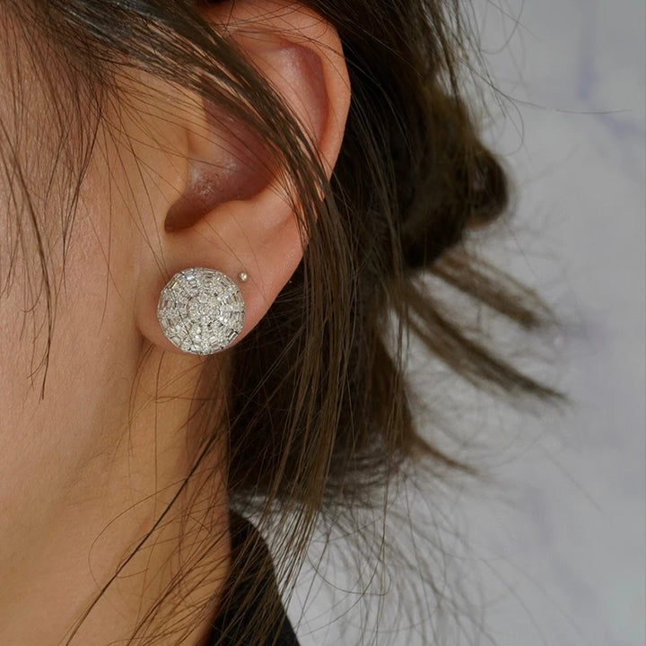 Aazuo joyería de moda 18K oro blanco diamantes naturales 1,48ct pendientes redondos de lujo para bebé niña amiga regalo fino Au750