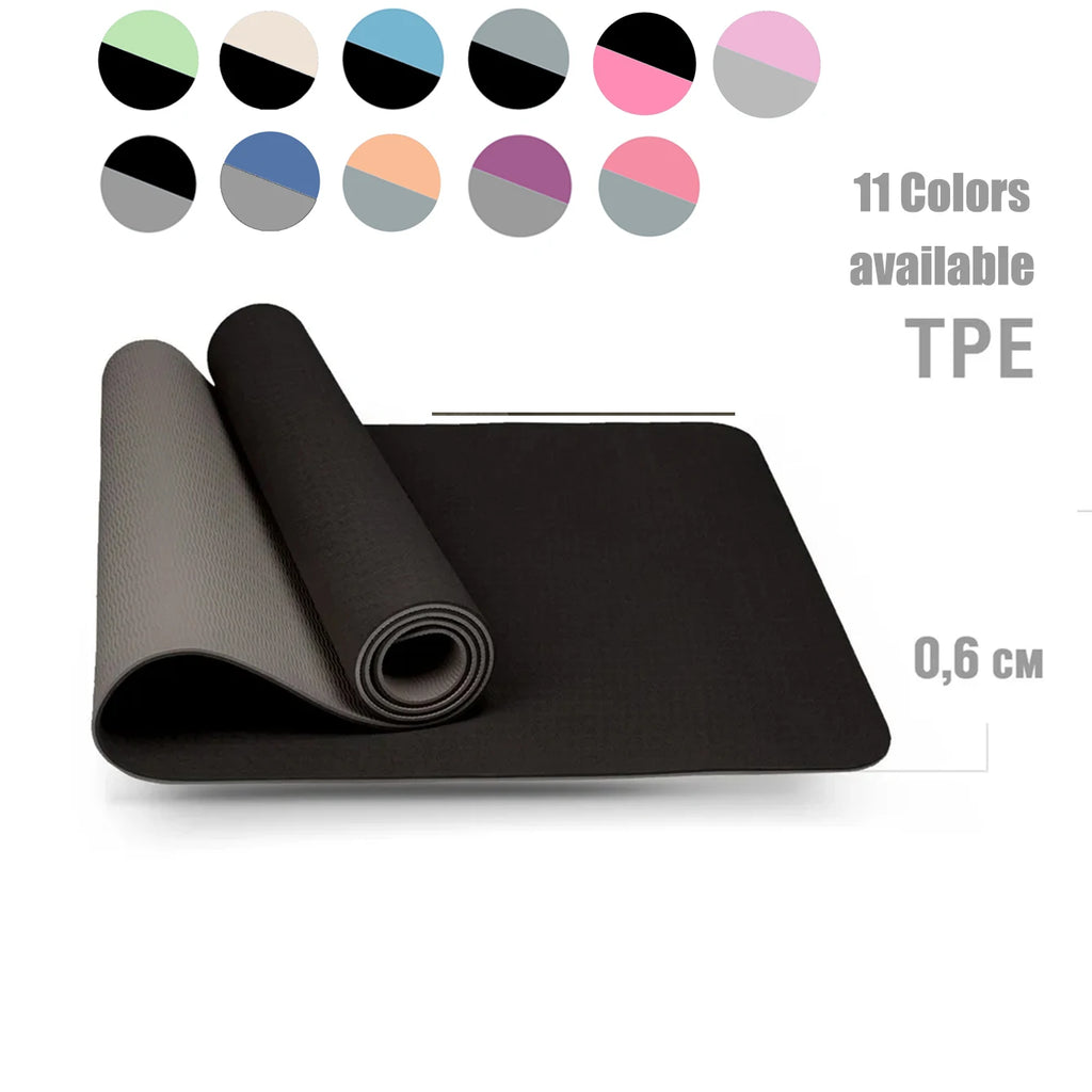 Estera de yoga, estera de ejercicios de fitness ecológica antideslizante de doble cara con correa TPE YogaMats para mujeres y hombres, para yoga, pilates, ejercicio