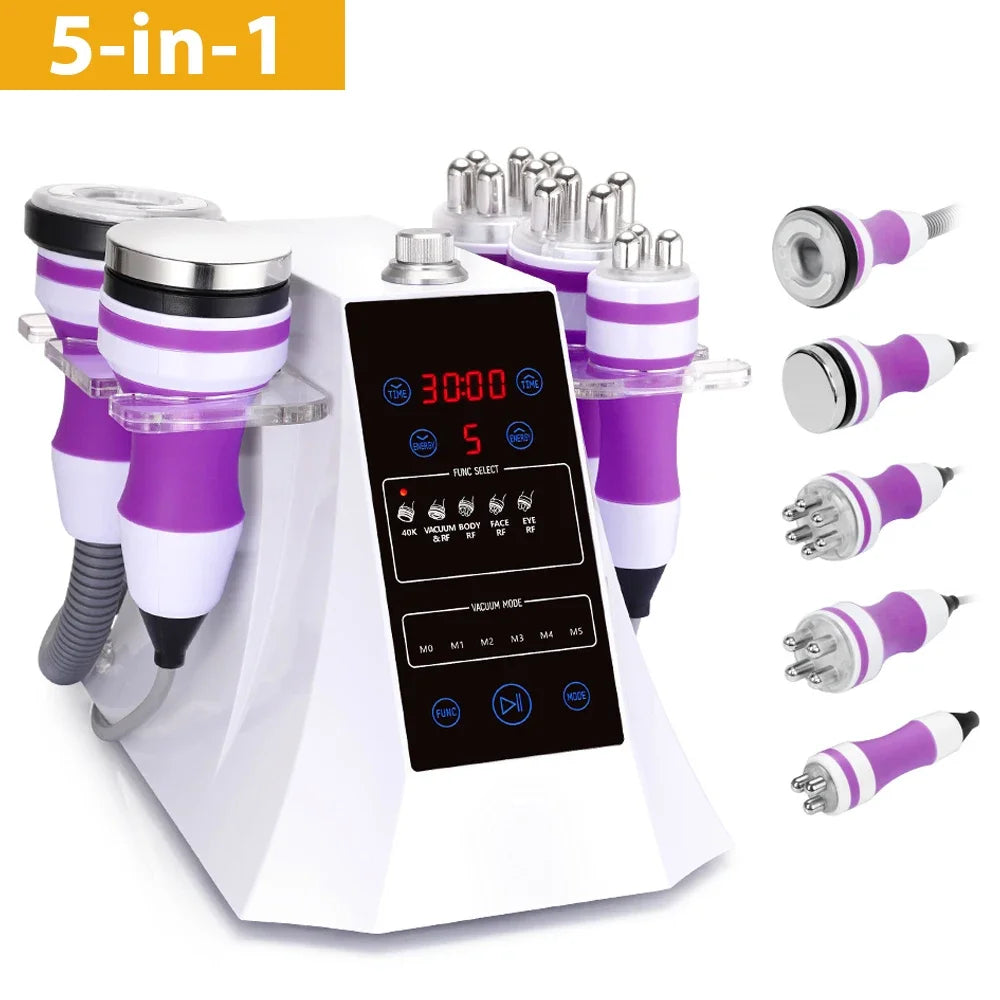 2025 5 en 1 Máquina de Cavitación Ultrasónica 40K Vacío Pérdida de Grasa Moldeadora Corporal Elimina Arrugas Dispositivo de Belleza Refared Uso en Casa Anti Ce