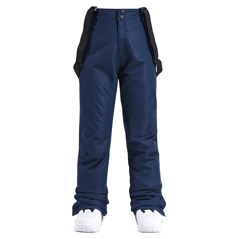Pantalones de invierno para mujer, pantalones de esquí gruesos y cálidos de alta calidad para hombre, pantalones con tirantes impermeables a prueba de viento, pantalones de Snowboard de talla grande