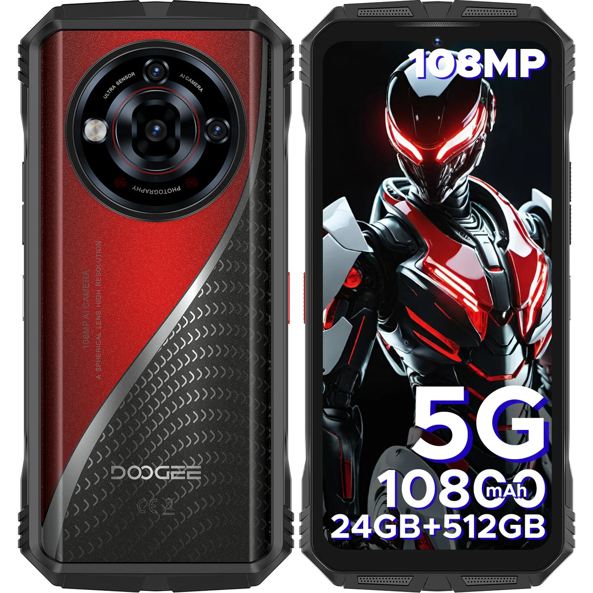 Teléfono robusto DOOGEE S118 Pro 5G FHD 120Hz, Dimensity, 24 GB de RAM, 512 GB de ROM, batería de 10800 mAh, teléfono móvil