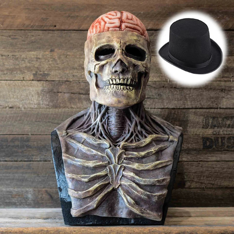 Máscara de esqueleto de cerebros espeluznantes, tocado de calavera, Cosplay de Zombies sangrientos, casco de látex, accesorios de disfraz de fiesta de Carnaval y Halloween