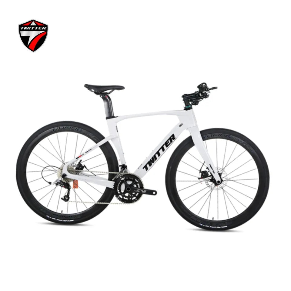 TWITTER V3Pro Transmisión electrónica SENTYEH ES800-13S Bicicleta de gravel de fibra de carbono con manillar plano y freno de disco hidráulico