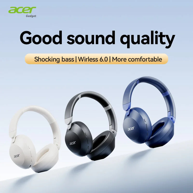 Acer Ohr653 Over-Ear Bluetooth Wireless Headphones with 6.0 Chip, Full-Coverage Ear Design, Foldable, Deep Bass, Noise Reduction for Calls, 50 Hours of Ultra-Long Battery Life, Dedicated Headphones for Gaming and Music