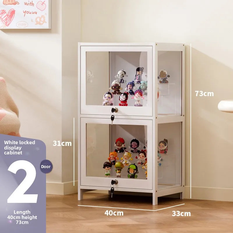 Vitrina transparente para Lego con cerradura, armario para adornos y cajas ciegas, almacenamiento de accesorios, estilo clásico y funcional.