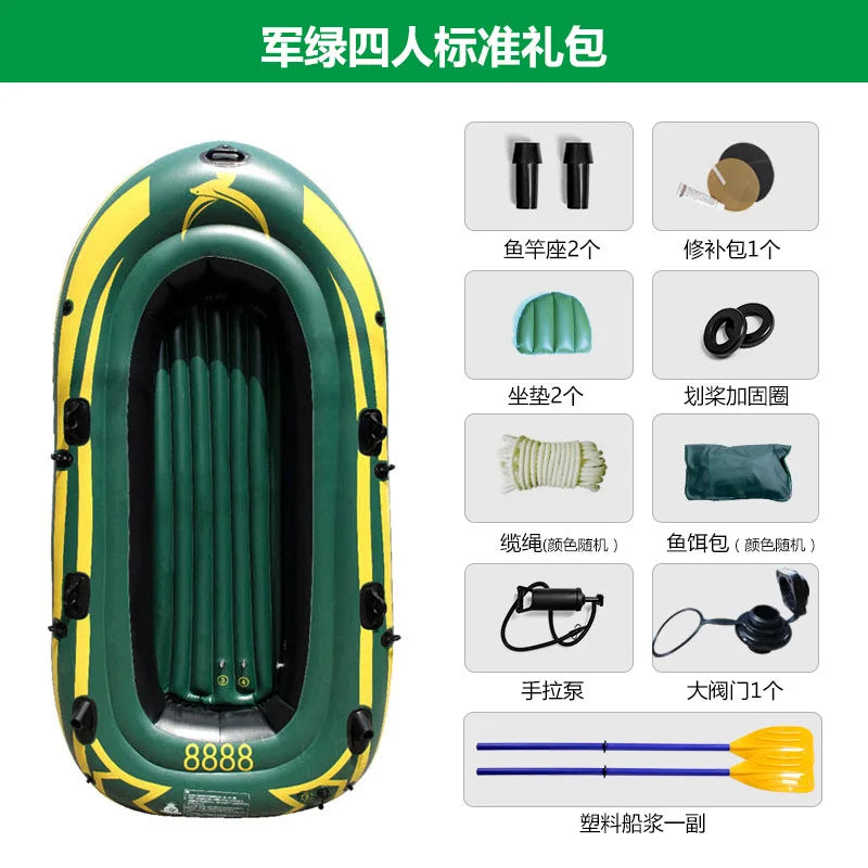 Bote de Pesca Inflable Resistente, Kayak Plegable de PVC Portátil con Remos de Aluminio y Bomba de Aire para Lago o Río