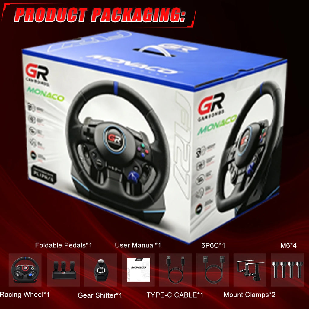 For PS5/PS4/PC Game Racing Wheel Leather W/RGB Hall Effect 270°&900° Adjustment Linear 3Pedals Gaming Steering Simulator Wheels