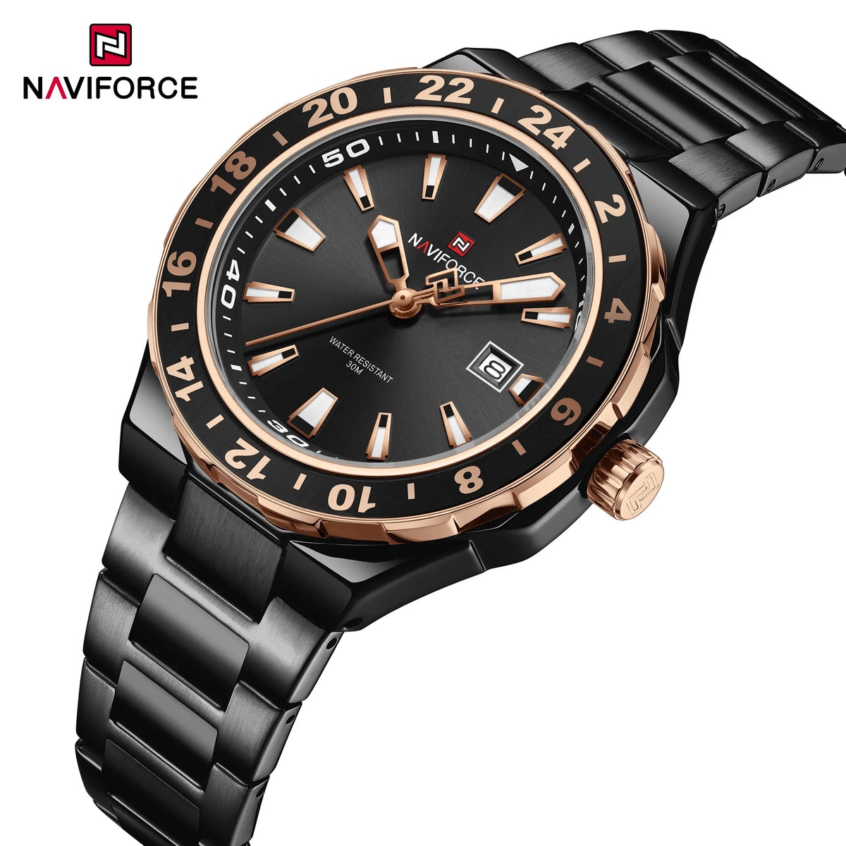 Relojes de lujo para hombre NAVIFORCE, reloj deportivo de cuarzo resistente al agua, reloj de pulsera militar con correa de acero inoxidable, Relogio Masculino