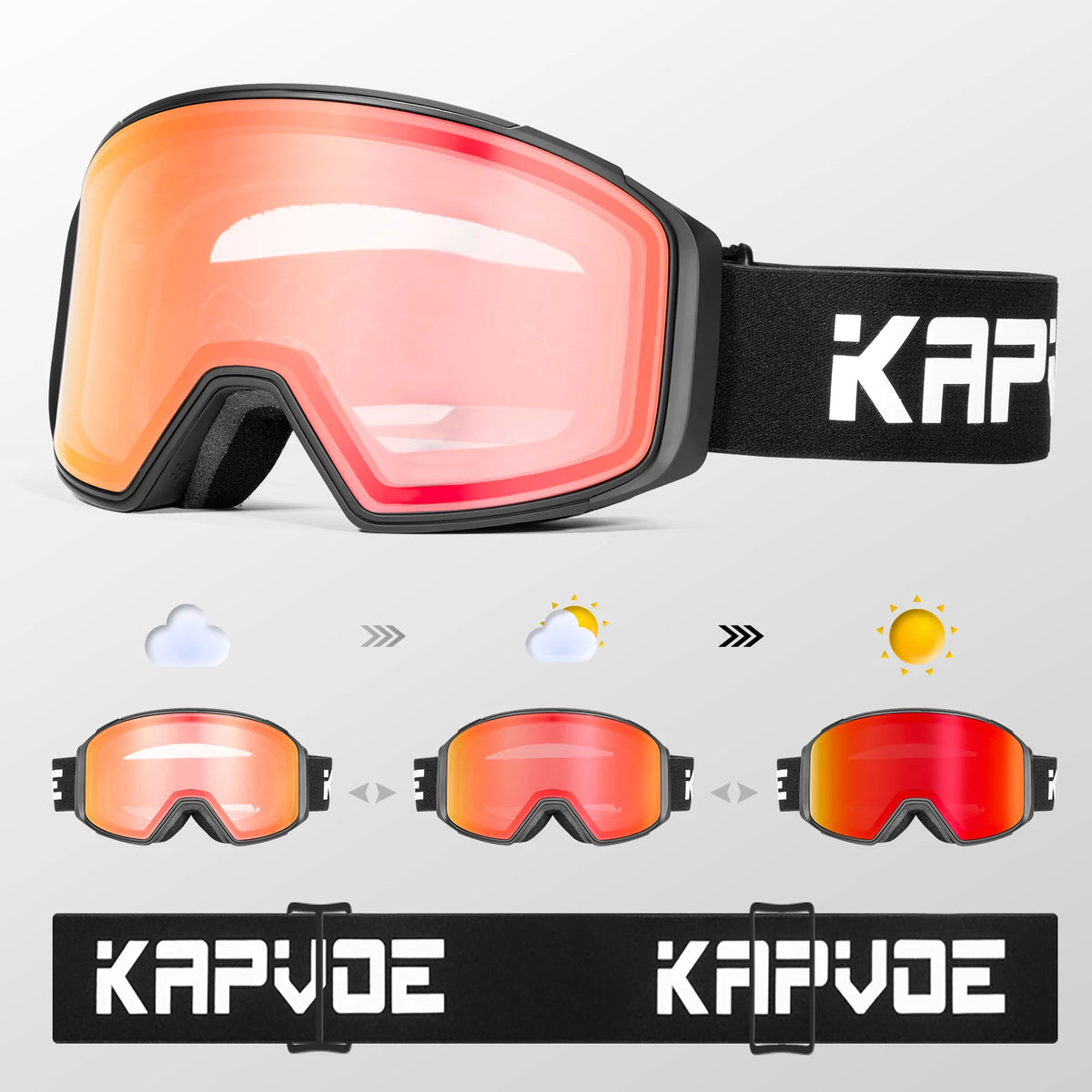 KAPVOE lente de atracción magnética deportes al aire libre gafas de esquí fotocromáticas protección esquí Snowboard correa antideslizante gafas de nieve