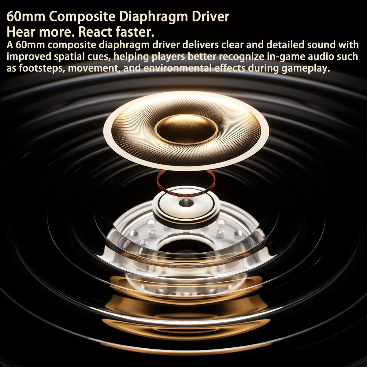 Diafragma del altavoz de auriculares de 60 mm con diseño circular