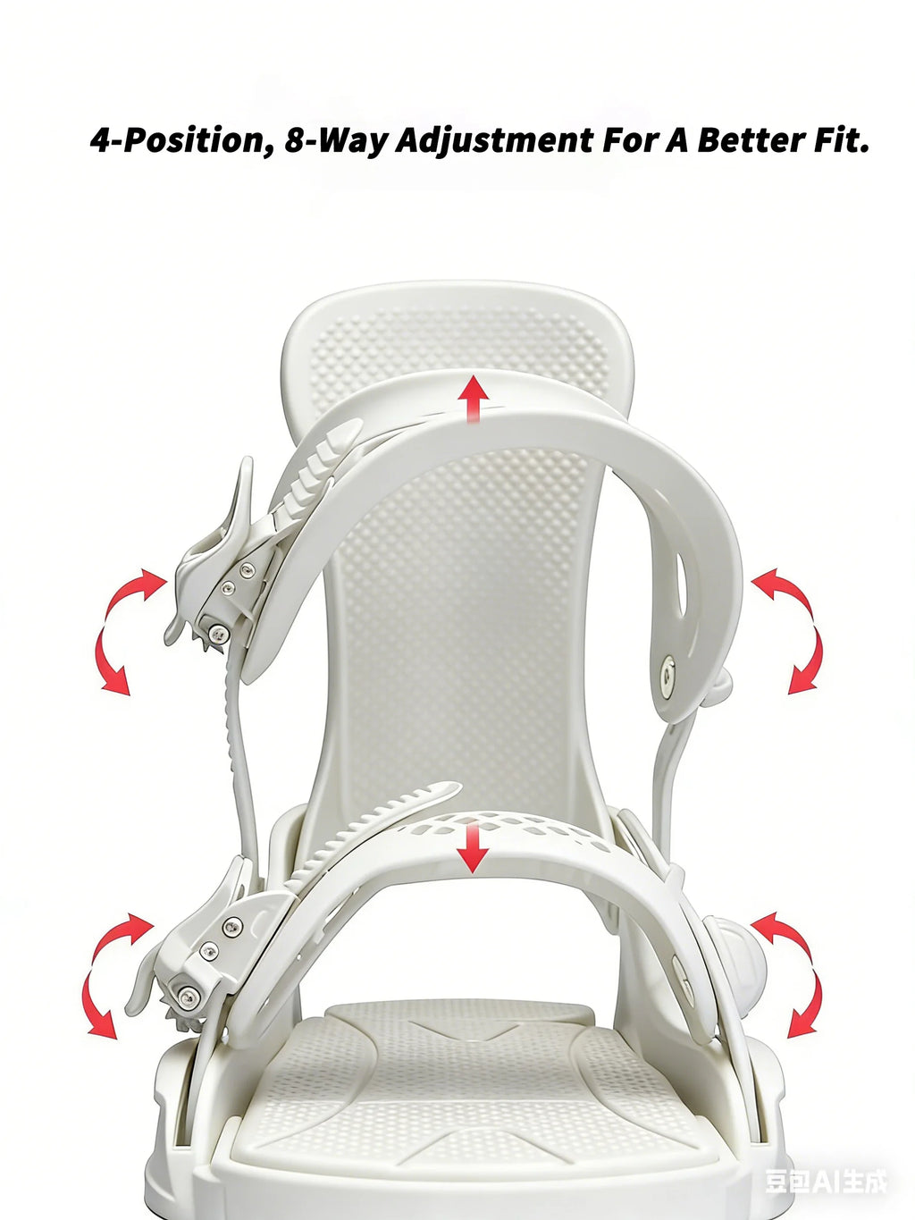 Fijaciones de snowboard Blanco 3D Encuadernación envuelta totalmente ajustable Base cómoda y amortiguadora