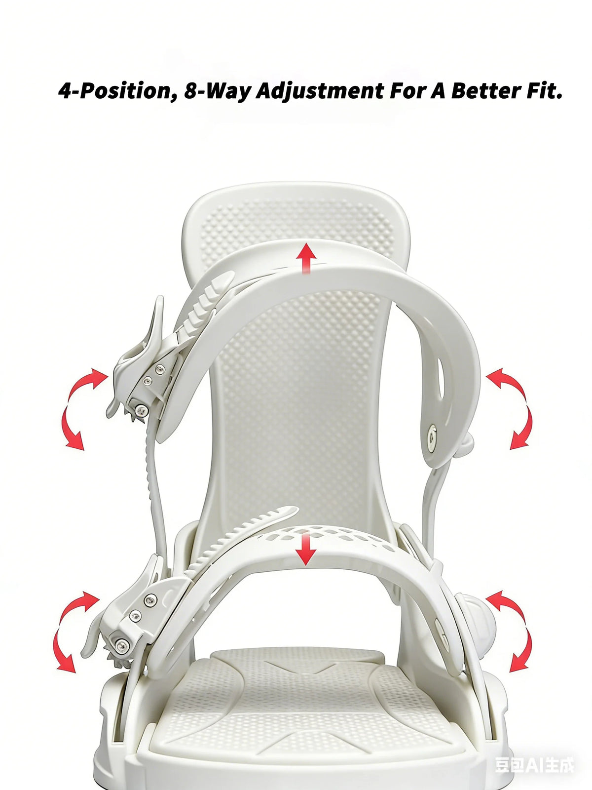 Fijaciones de snowboard Blanco 3D Encuadernación envuelta totalmente ajustable Base cómoda y amortiguadora