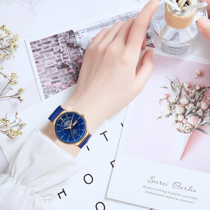 Reloj de pulsera LIGE de cuarzo para mujer, acero inoxidable, estilo retro, movimiento japonés de gran calidad, reloj impermeable a la moda para mujer