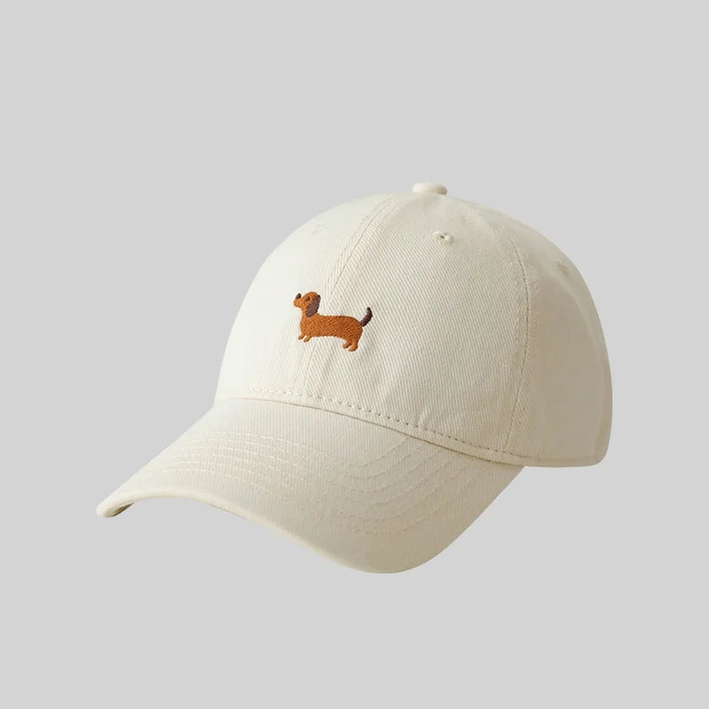 Gorra de béisbol con bordado de perro salchicha, protector solar, de moda, para exteriores, adecuada para hombres y mujeres, para uso diario informal.