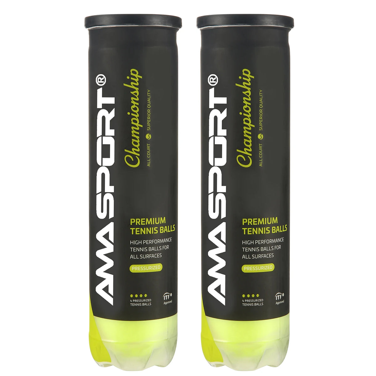 Pelotas de tenis presurizadas del campeonato de AMASPORT, 4 pelotas/puede ideales para entrenamiento, práctica, pelota de tenis presurizada de fieltro de servicio Regular