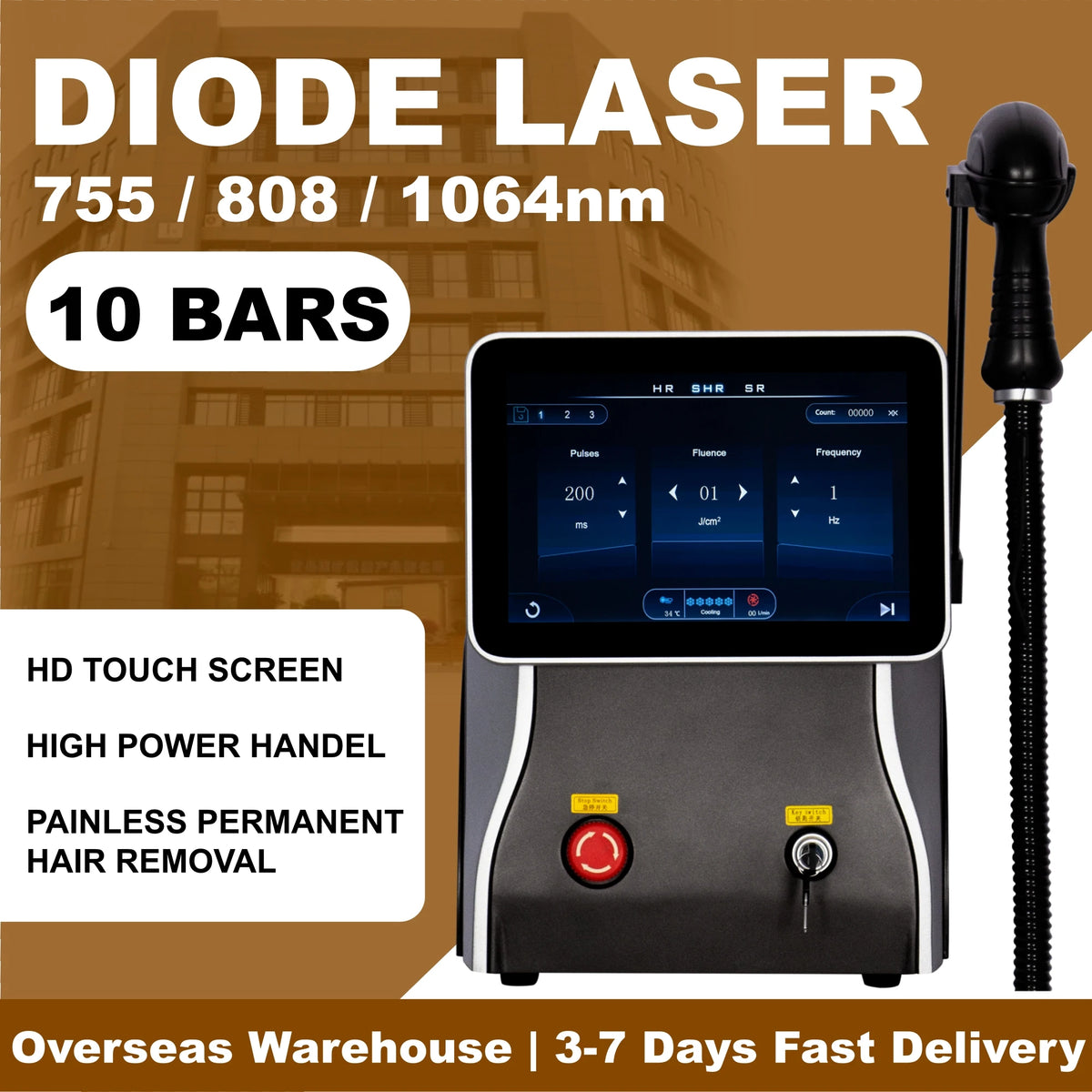 Máquina de Depilación Láser de Diodo Indolora de Alta Potencia 5000W, 3 Longitudes de Onda 755/808/1064nm, Equipo de Belleza para Salón de Cuerpo Completo