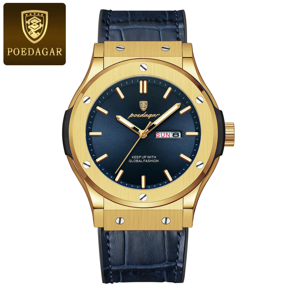 Reloj de lujo para hombre POEDAGAR, resistente al agua, con fecha y día, luminoso, correa de silicona, reloj de cuarzo a la moda para hombre
