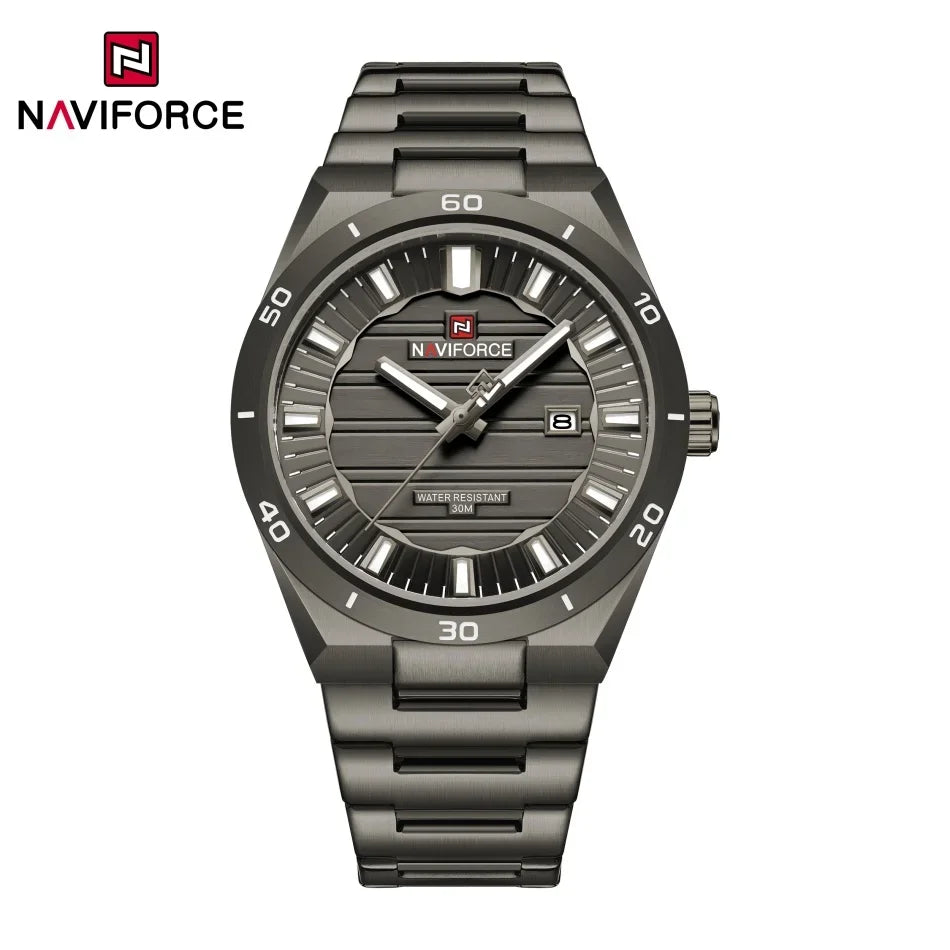 Reloj de cuarzo para hombre NAVIFORCE, original, resistente al agua, reloj de pulsera para hombre, correa de acero, cuarzo, visualización de fecha, luminoso, reloj de moda para hombre