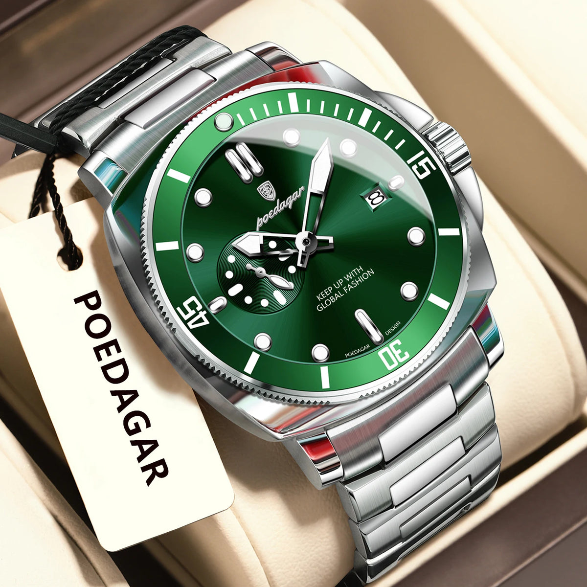Reloj POEDAGAR de lujo para hombre, moderno, resistente al agua, con fecha, luminoso, de acero inoxidable, reloj de cuarzo para negocios y deportes