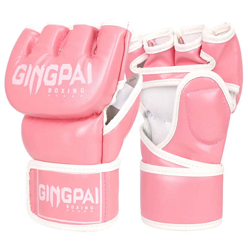 Nuevos guantes MMA de lucha de medio dedo, saco de boxeo de PU, guantes de boxeo de cuero PU de alta calidad, guantes de competición de media lucha MMA