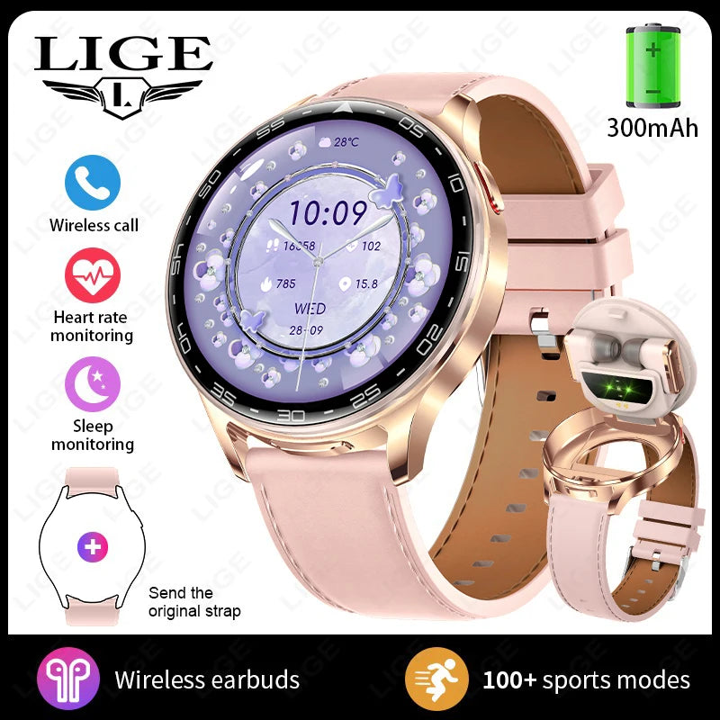 2026New TWS 2-in-1 Bluetooth Earphones Smart Watch Men Heart Rate Health Monitoring Waterproof BT Calling Music Smartwatch Women
