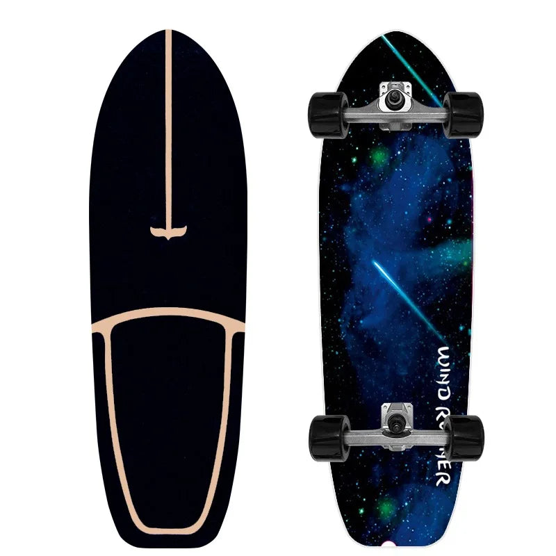 Patineta Profesional de Surf sobre Tierra de 32'' con Ejes de PU CX4, Tabla de Madera de Arce Multicapa sin Descenso para Niños y Adultos, Ideal para Principiantes y Práctica de Esquí